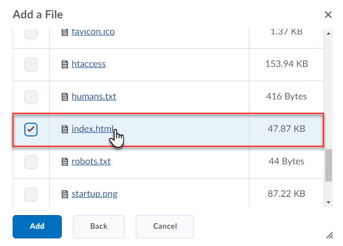 Navigating to html package index file